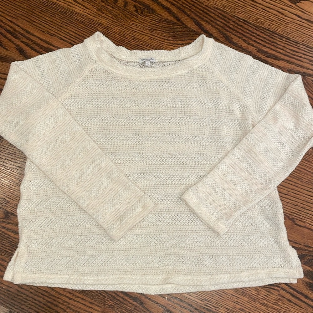 Splendid sz L cropped ivory knit sweater - poly/cotton blend - EUC